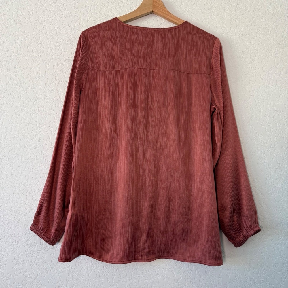 Soft Surroundings Lumi Blouse Cupro Rayon Crinkle Tassel Tie Top Small - Picture 6 of 8